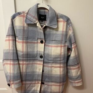 BRAND NEW Plaid Button-Up Jacket in Blue and Pink